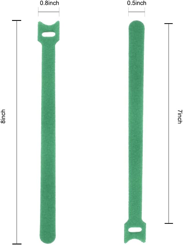 Hook&Loop Garden Plant Cable Ties, Adjustable Garden Nylon Ties for Supporting Plant and Vines, Multi-Functional Ties(100 Pcs, 8 Inch, Green)