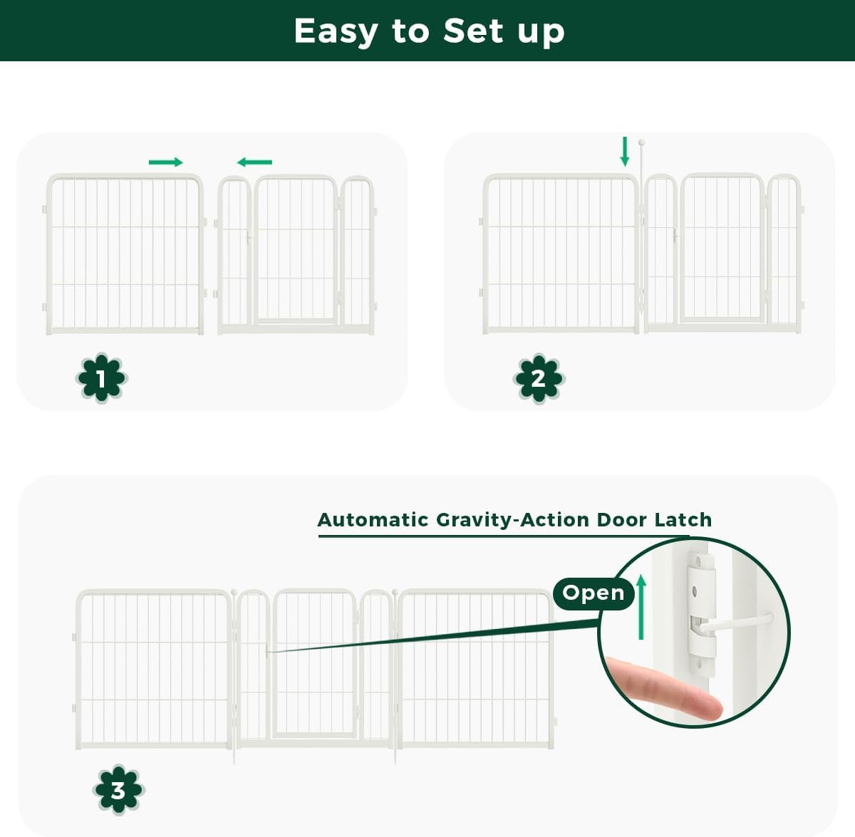 FXW Garden Fence Outdoor for The Yard – 24in(H) x 45.6ft(L) Heavy Duty Metal Animal Barrier for Dog and Rabbit, Decorative Dog Fence, 24 Panels, White