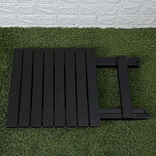 2 Pcs Small Folding Patio Side Table Outdoor Wood Wooden Small End Portable Plant Little Table for Garden Yard Porch Living Room Space Pool 15.4x15.4 x18.3 inch (Black)