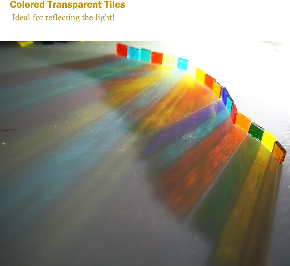 Lanyani Diamond Transparent Glass Mosaic Tiles, Rainbow Cathedral Stained Glass Sheets Pieces for Crafts, Assorted Colors, 17oz