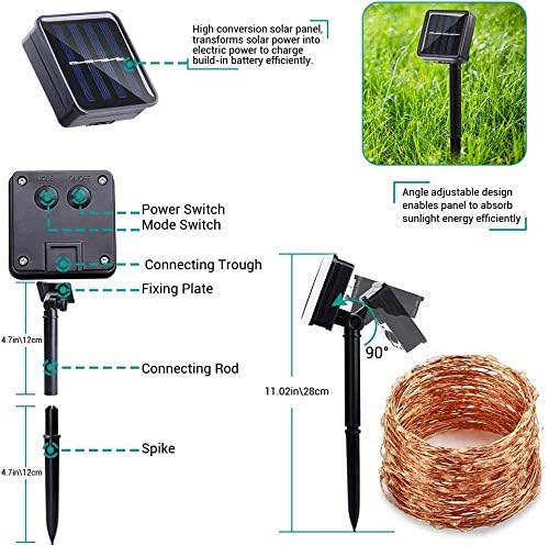 Lomotech Solar String Lights Outdoor - 2 Pack Total 66ft 200LED Solar Fairy Lights Waterproof 8 Modes Twinkle Lights for Outdoor, Patio, Garden, Yard, Party, Wedding, Tree Decoration (Red)