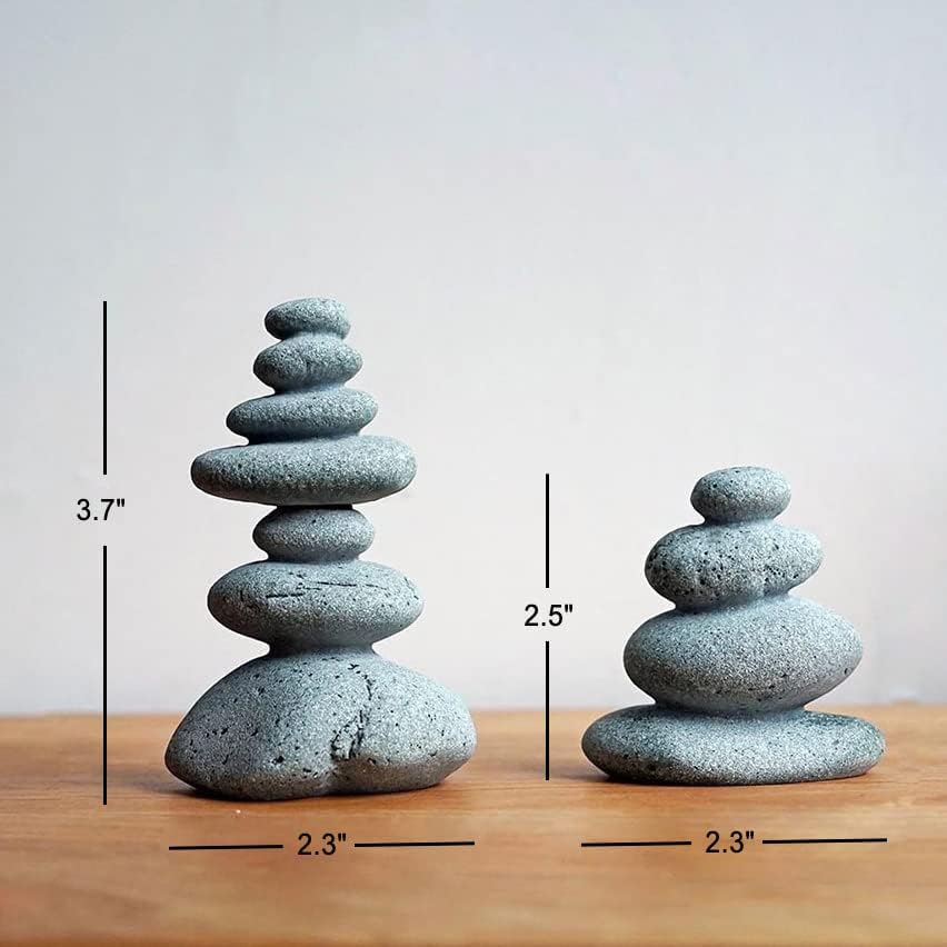 OwMell Balanced Stones Cairn Statue Garden Decor, Stacked Zen Rock Stone, Small Fish Tank Decoration, Micro Landscape Decor - Cairn