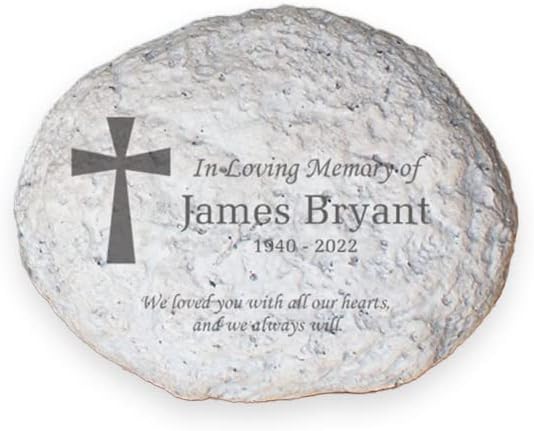 GiftsForYouNow Personalized Memorial Garden Stone for Loved One, 4.75 x 4 x 2 Inches, Resin