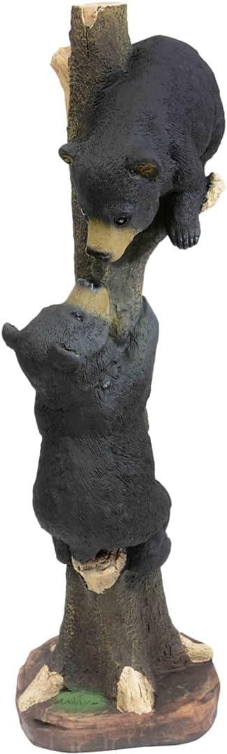 Black Forest Décor Two Black Bears Climbing Sculpture - Large