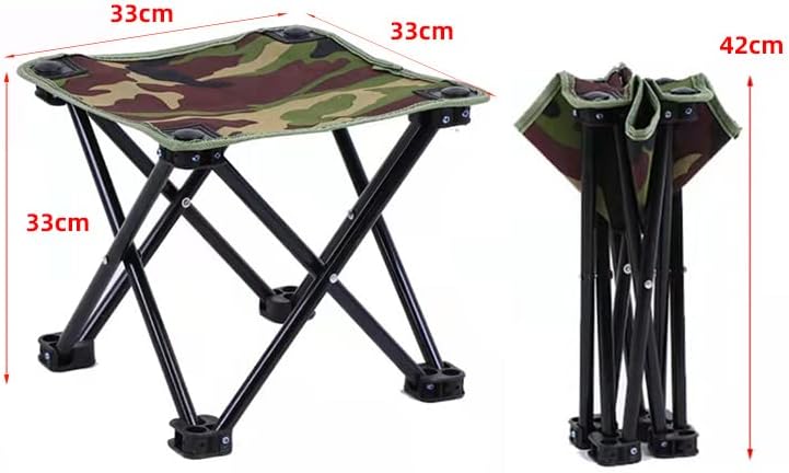 Mini Portable Folding Stool, Camping Fishing Stool for Adults Fishing Hiking Gardening and Beach with Carry Bag, Hold Up to 450lbs(Camouflage) (13" L x 13" W x 13" H)