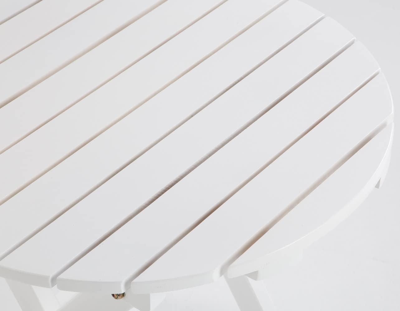 Outdoor Small Round Folding Side Table, Foldable Wooden End Tables for Indoor, Porch, Patio, Camping as Coffee Table or Plant Stand, White 