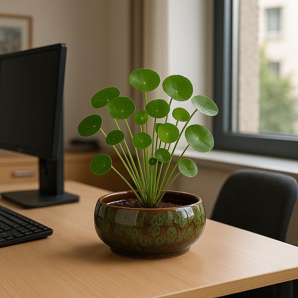 Lotus Bowl Planter, Lotus Bowls for Planting in Water Indoors,6.5-inch Round Succulent Flower Pot with Rotating Bracket, Leak-Proof Design, Suitable for hydroponic Plants, Succulents (Green)