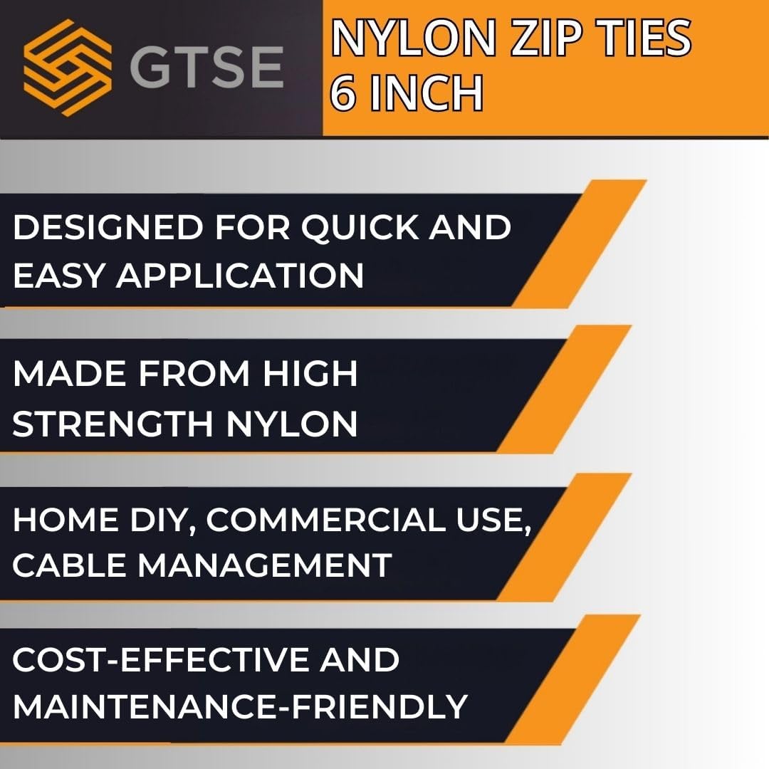 GTSE 6 Inch Brown Zip Ties, 100 Pack, 40lb Strength, UV Resistant Strong Nylon Cable Ties, Self-Locking 6" Tie Wraps