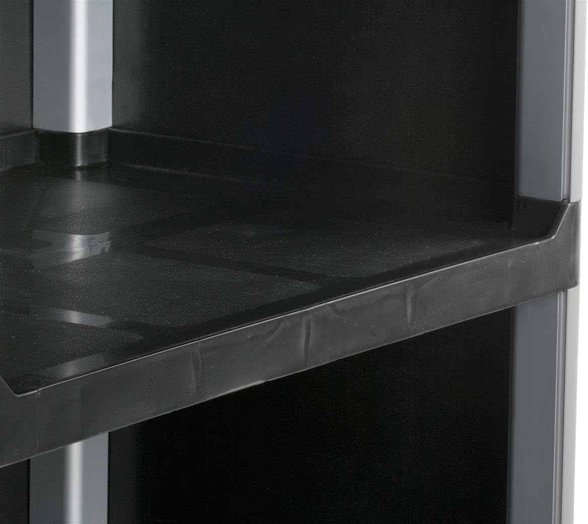 3-Shelf Utility Cart with Swivel Wheels, Enclosed Design with 2 Side Handles, Plastic and Aluminum (Black)