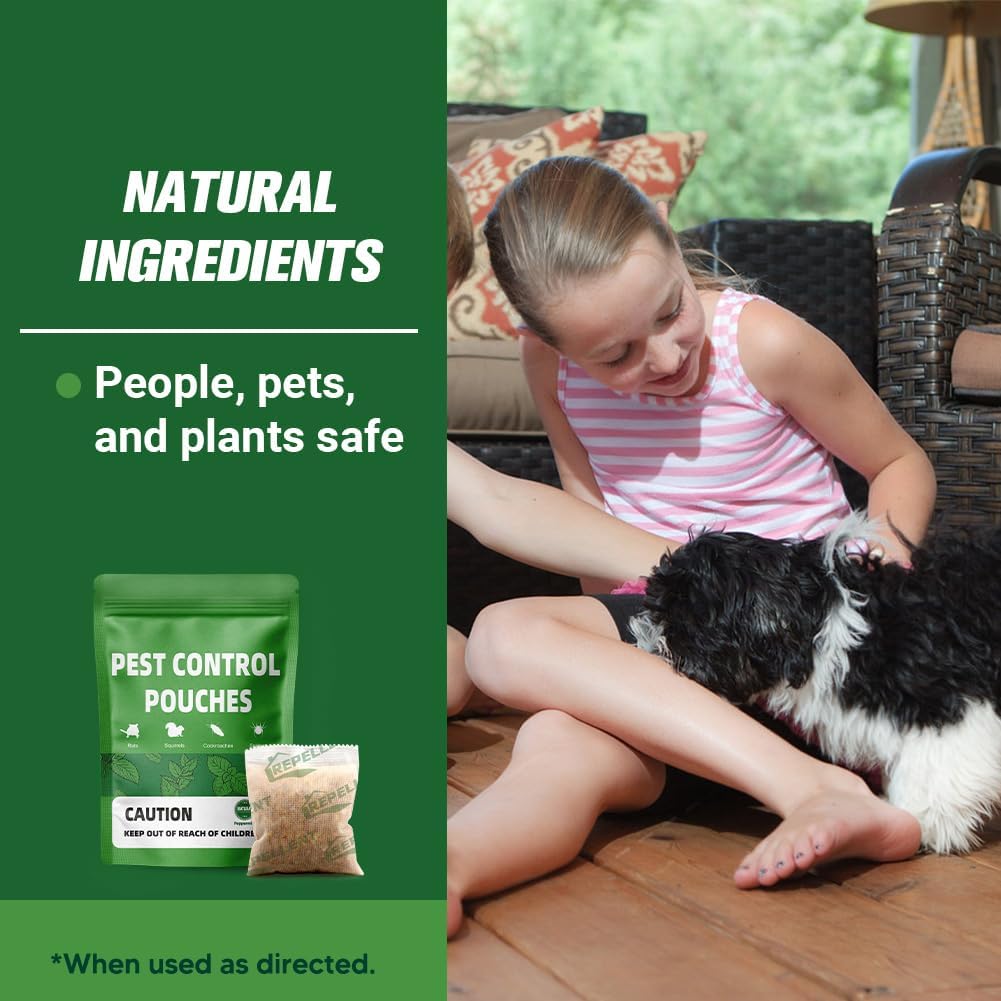 Pest Control, Mouse Repellent Pouches, Rodent Repellent, Mice Repellant Indoor, Peppermint Mice to Repel Spider, Ant, Roach & Mosquito, Rat Repellant Outdoor, Keep Mouse Out of Camper-8P