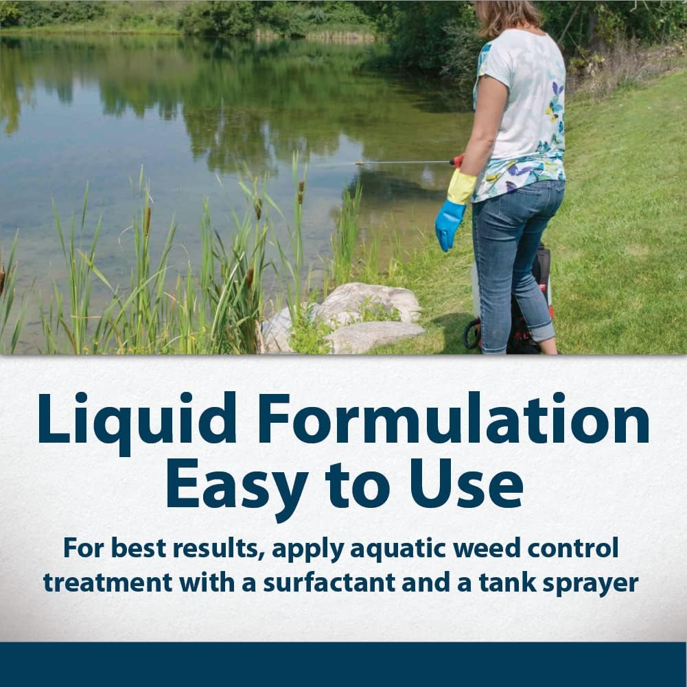 Airmax Knockdown Defense 2-in-1 Liquid Pond Algae Control, Effective & Fast Acting Algaecide, Aquatic Weed Treatment for Clear Water in Ponds & Lakes, Liquid Formulation, 16 oz with Treatment Booster