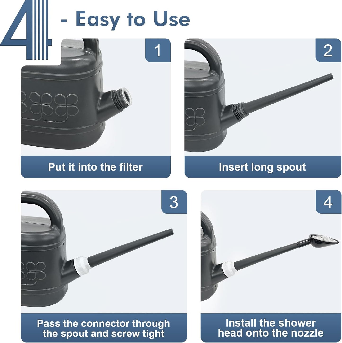 2 Gallon Watering Can for Outdoor Plants, Plant Watering Can with Removable Long Spout and Stainless Steel Sprinkler Head, Large Water Can for Garden Flowers Vegetables