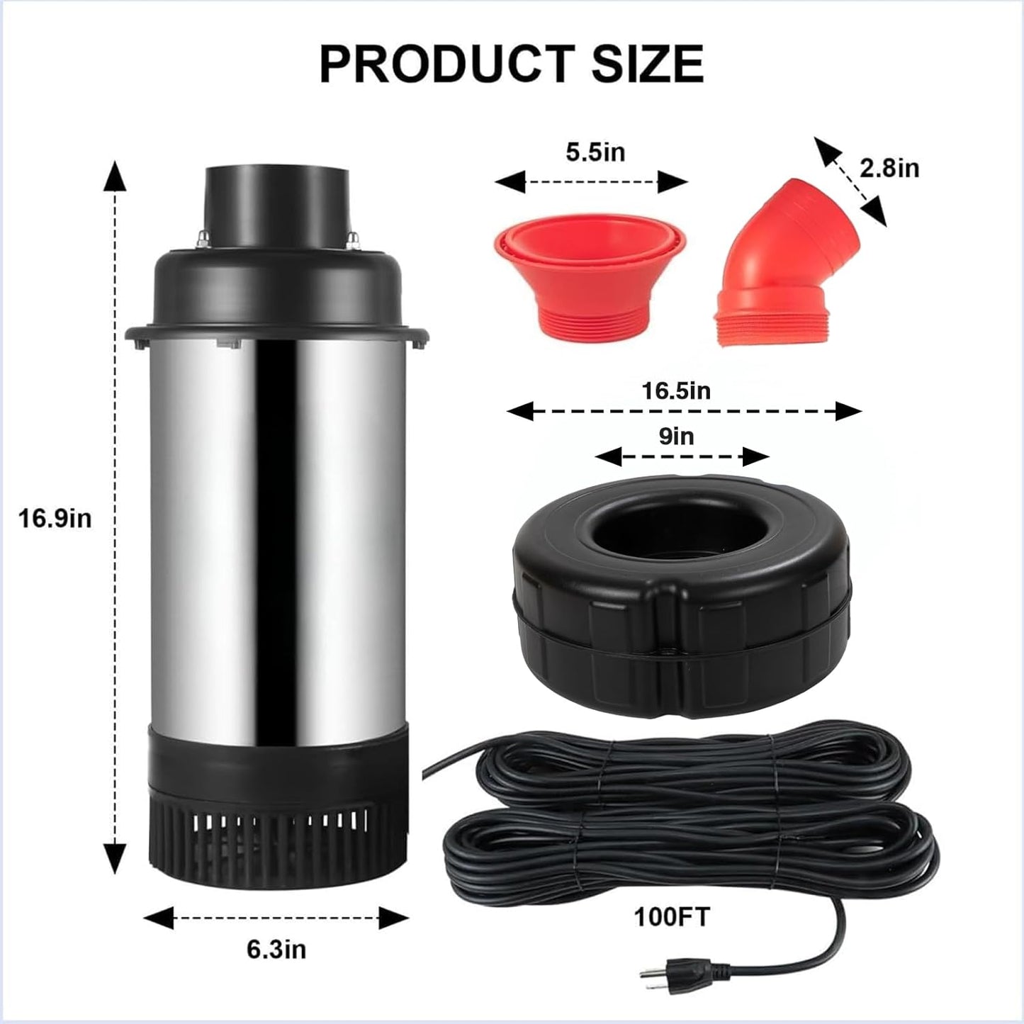 Pond Fountain Aerator, 1HP 15000 GPH Floating Fountain Pump with Timer & 100FT Cord, Stainless Steel Pond Jet System for Large Outdoor Ponds & Lakes