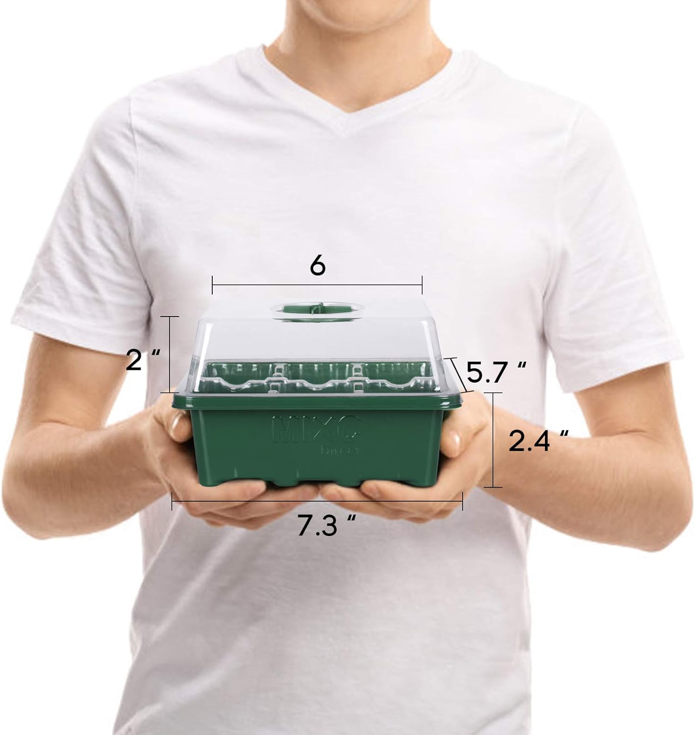 MIXC 10 Packs Seed Starter Tray Seed Starter Kit (60 Cells Total Tray) Seed Starting Trays Plant Starter Kit and Base Mini Greenhouse Germination Kit