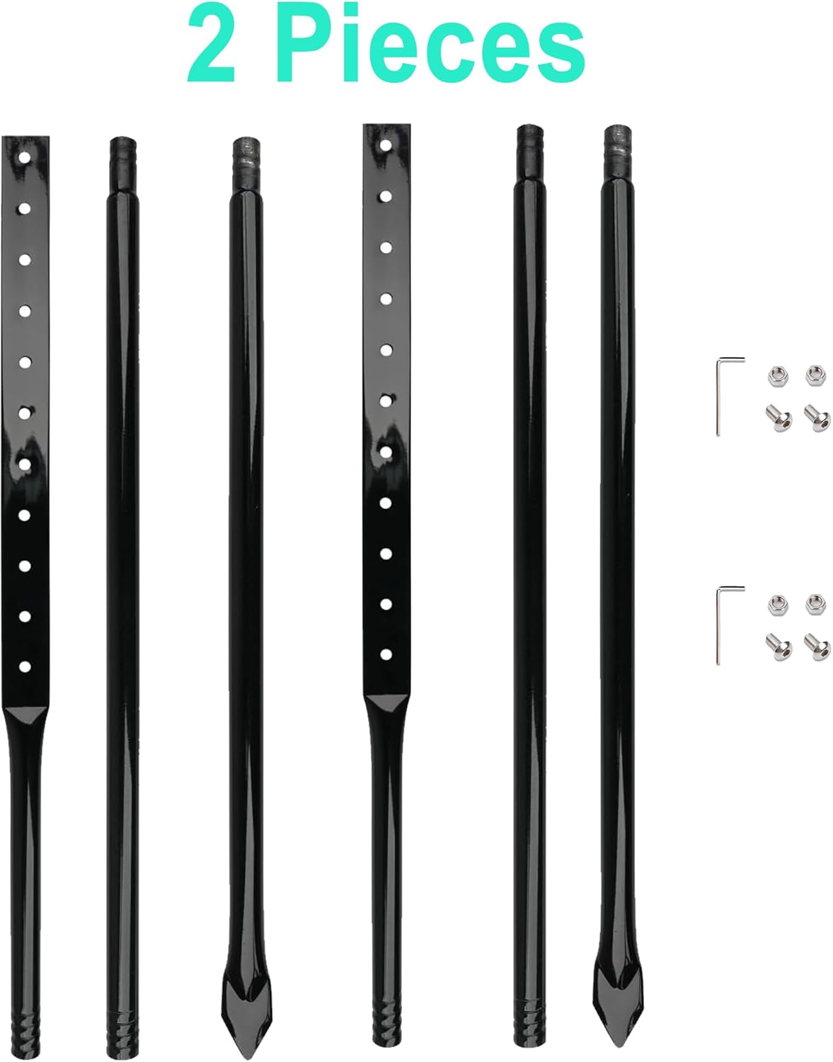 2Pcs 54 Inches Heavy Duty Metal Stakes for Yard Sign, with Screws Hardware, for Outdoor Lawn Bar Parking Garage Event,Black