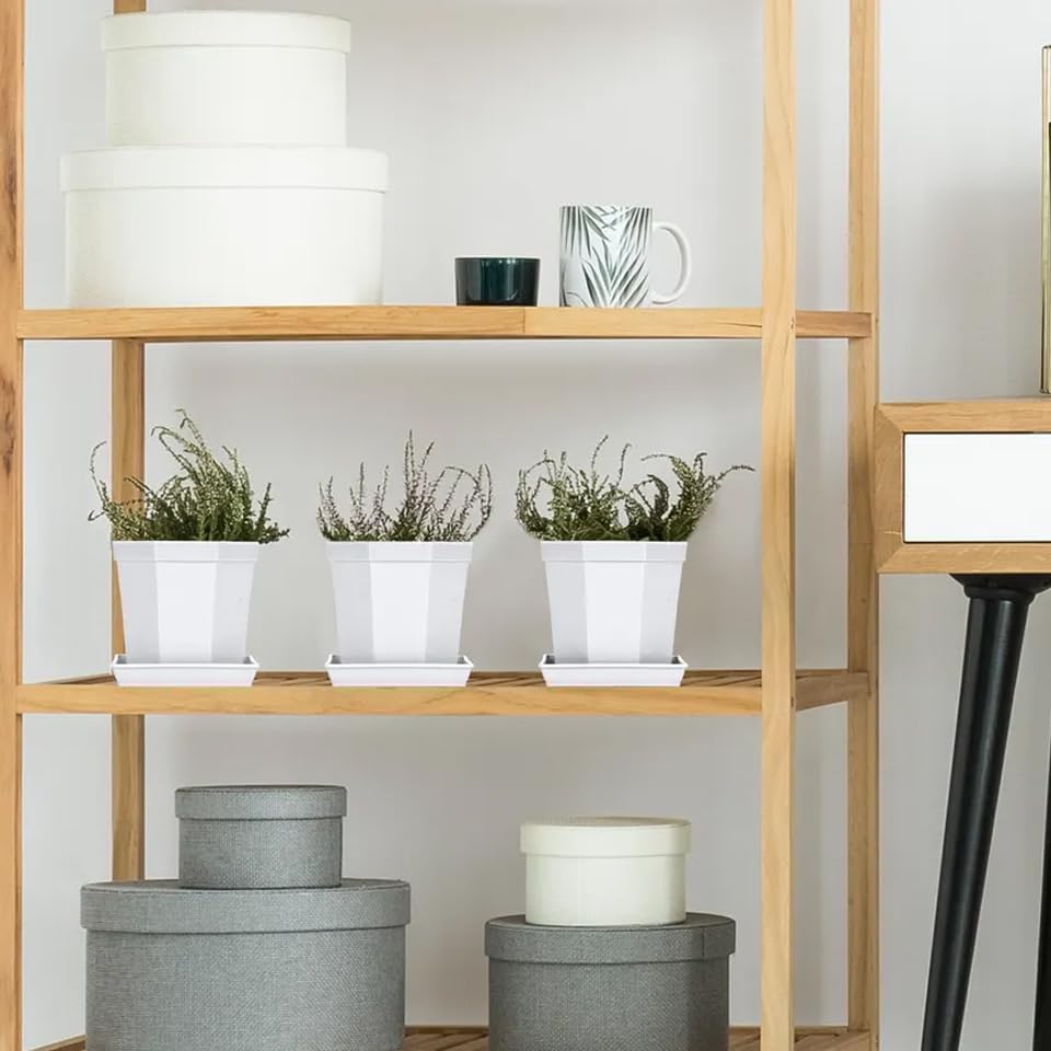 4 Pack Square Plant Saucer 18 Inch, Durable Plastic Plant Saucer, Heavy Duty Plant Pot Saucers, Planters for Indoors and Outdoors Plants,Large Deep Plant Trays for Pots,