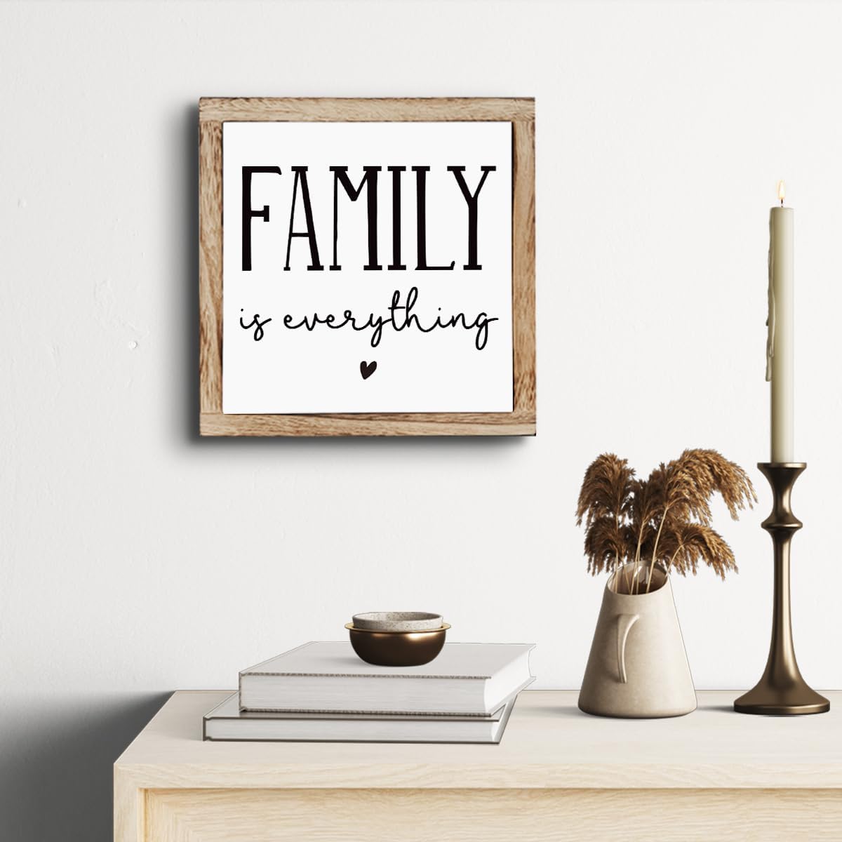 Farmhouse Home Decor, Living Room Decor for Shelf, Home decoration Accent, Rustic Tabletop Decoration, Inspirational Family Signs, Wooden Plaques Box Signs, Family is Everything Sign 9.8 * 9.8 Inch