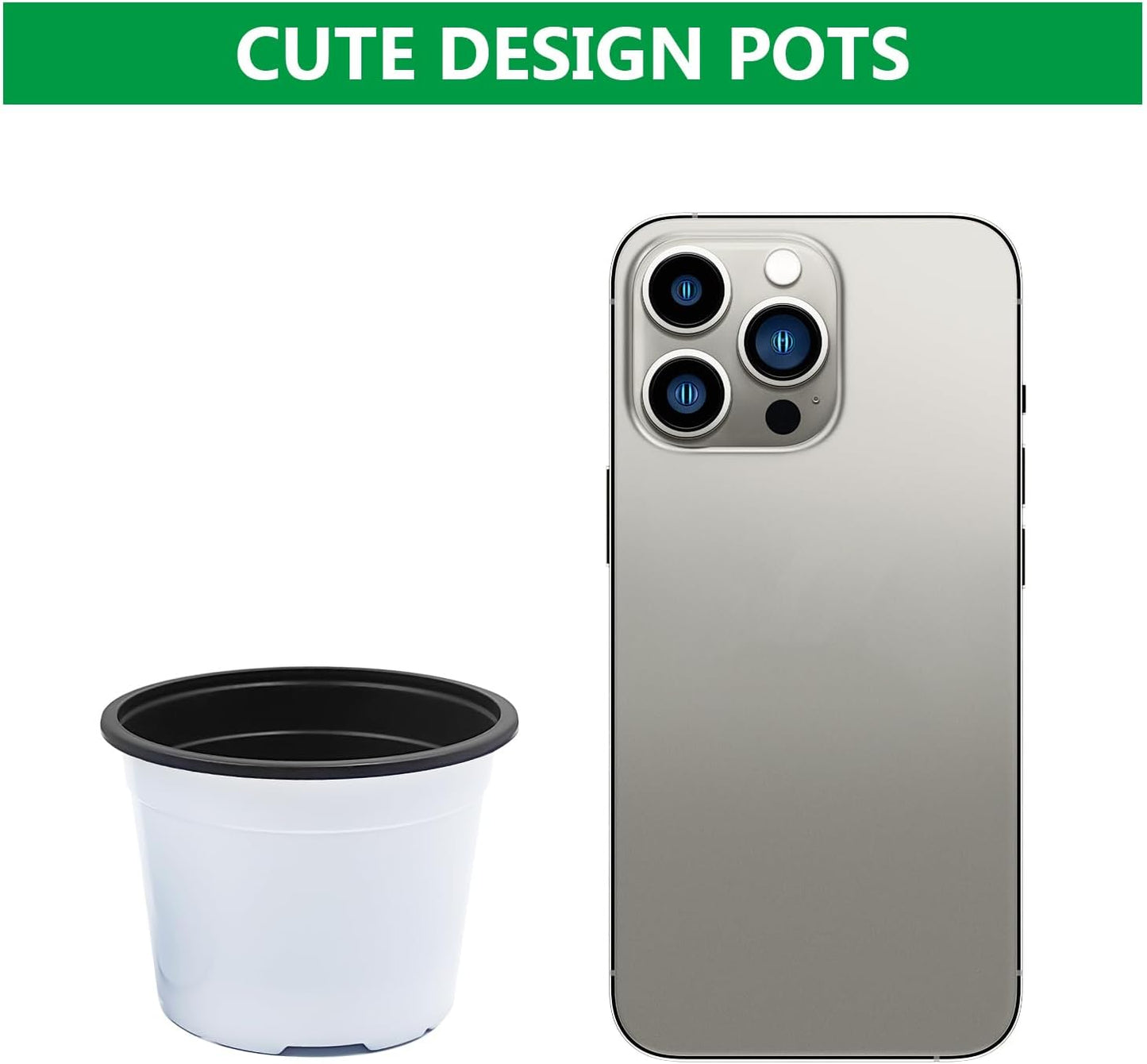 Nursery Pots, 100 Pack 2.8 inch Plastic Plant Pots, Small Flower Pots for Succulents, Seedlings, Flowers, Transplanting(White)