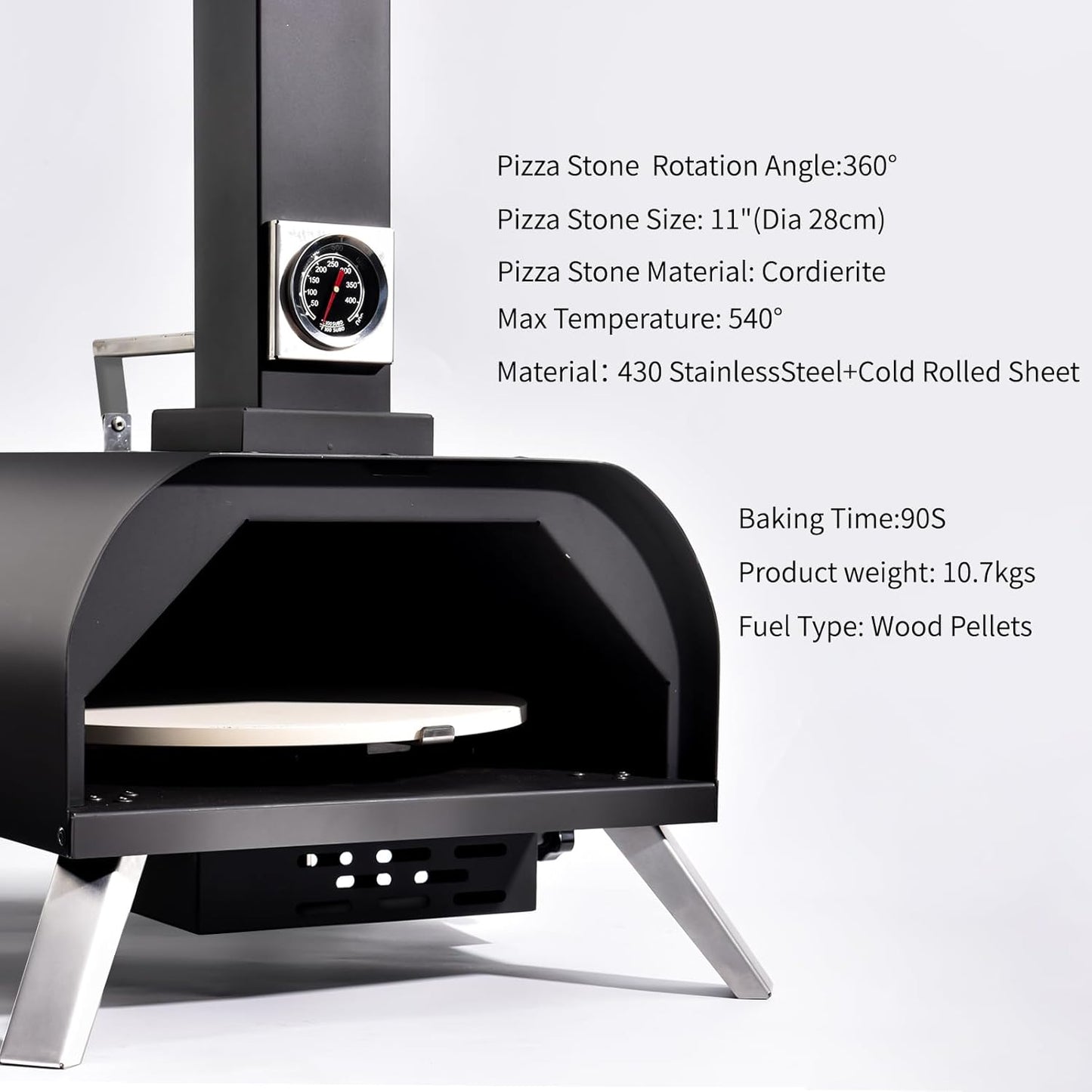1112 Temp 11-inch Pizza Oven Rotating Pizza Stone 360 ℃ Outdoor Pizza Oven Wood Pizza Oven Outdoor Ovens For The Backyard