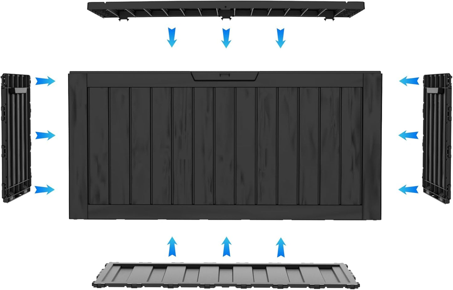 75 Gallon Deck Box, Resin Outdoor Indoor Waterproof Storage Box, Lockable Storage Box With Handle for Patio Furniture - Garden Tools - Swimming Pool Tools UV-Resistant, Black