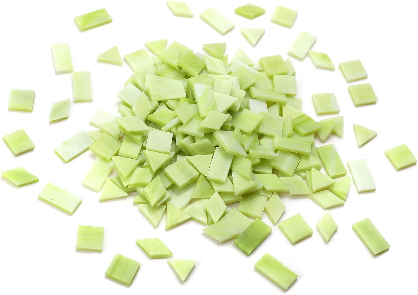 Lanyani 200 Mixed Color Glass Mosaic Tiles - 4 Shapes, Tiffany Stained Glass Pieces for Crafts, Chartreuse Green