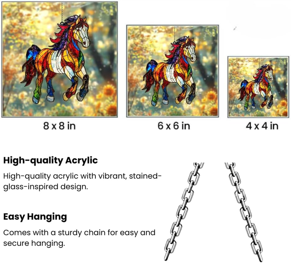 Horse Lover Acrylic Suncatcher Ornament Window Hanging Equestrian Light Catcher Home Decor Gift