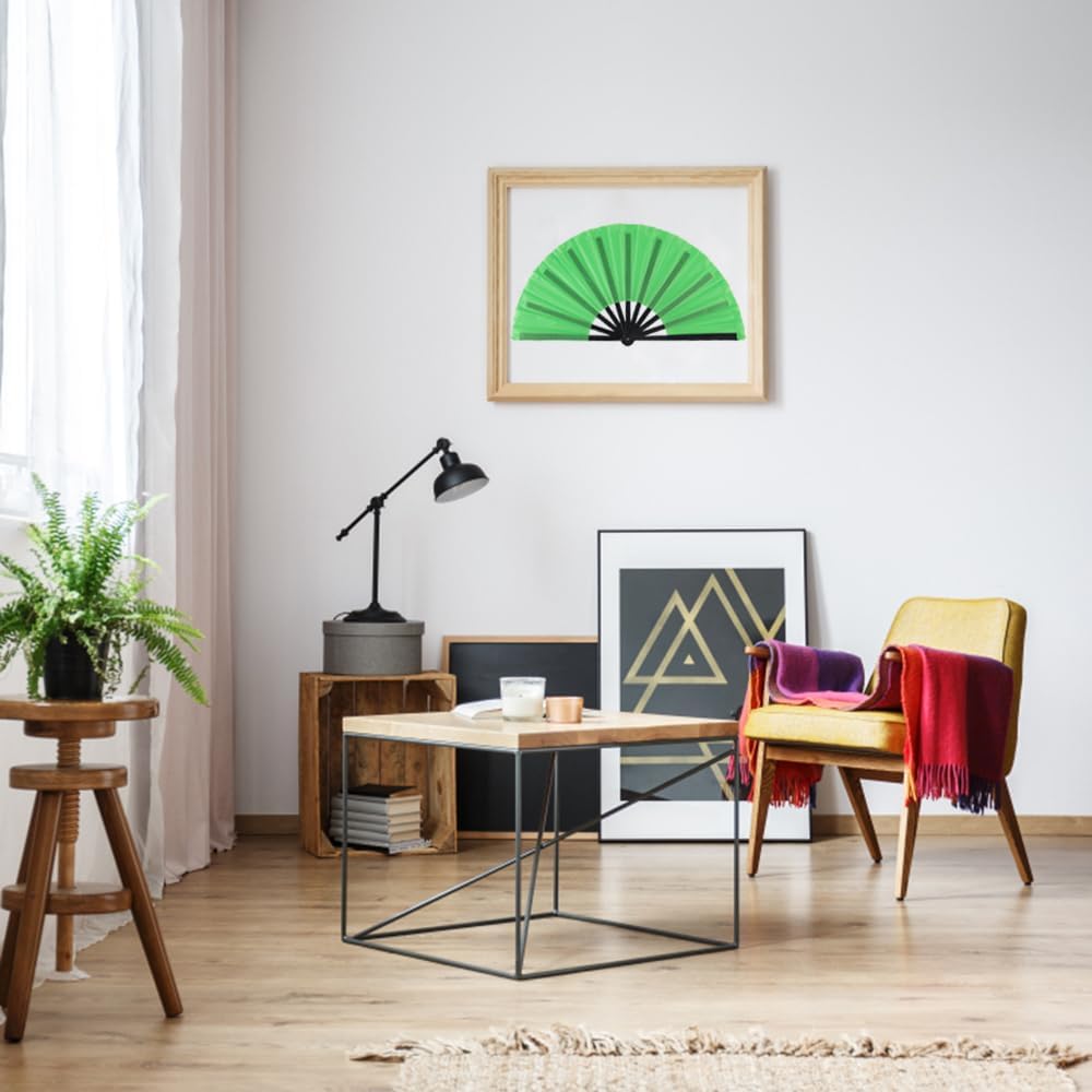 4 Pack Large Folding Hand Fan for Line Dance, Clap Popping Fan Chinese Kung Fu Hand Fan Decorative Folding Fans for Dance, Performance, Festival or Home Decorations(Red,Yellow,Blue,Green)