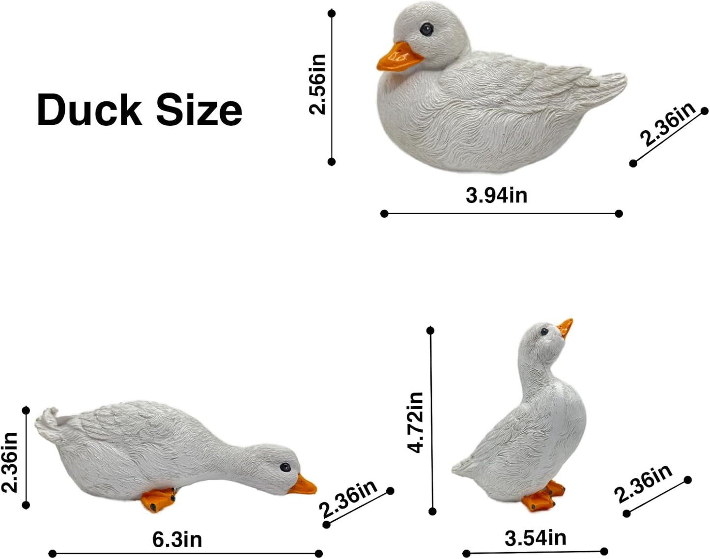3PCS Garden Duck Statues Outdoor Decor, Garden Resin Duck Ornaments for Pond, Fish Tank, Yard, Poolside Rockery Landscape Decoration