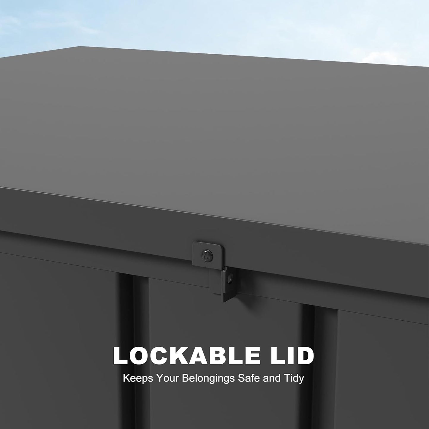 PURPLE LEAF Outdoor Deck Box 100 Gallon Waterproof Lockable Storage Box Container with Lid Deck Organization for Patio Cushions Side Table Pool Accessories Garden Tools, Gray