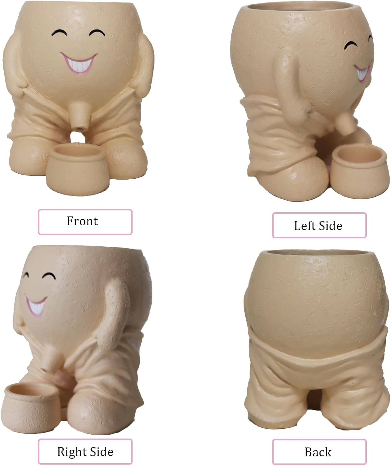 Head Planter, Unique Face Flower Pot Fun Head Vase for Plants for Indoor and Outdoor Décor, Cute Cactus Office Plant Pots