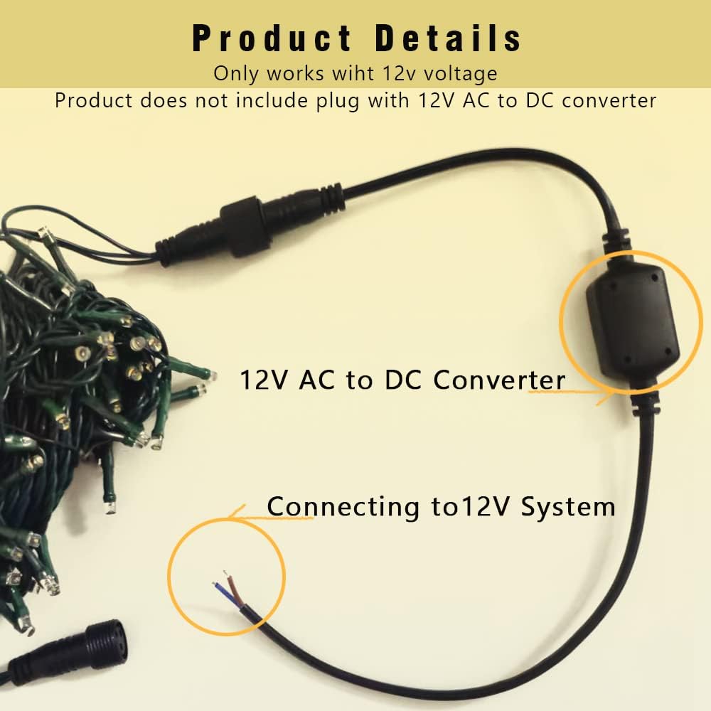 12V Outdoor String Lights(Warm White)- Low Voltage Outdoor String Lights -Works with Low Voltage Landscape Lighting Systems -for Holiday Decorations, Christmas Tree Lights Holiday Party Wedding