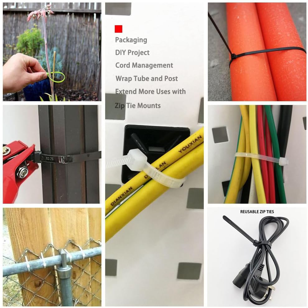 HS 14 Inch Plastic Wire Zip Ties UV Resistant for Fencing Camping Outdoor Purpose 100pcs,50 LBS Strength Heavy Duty Long Cable Tie Wraps 14" Black