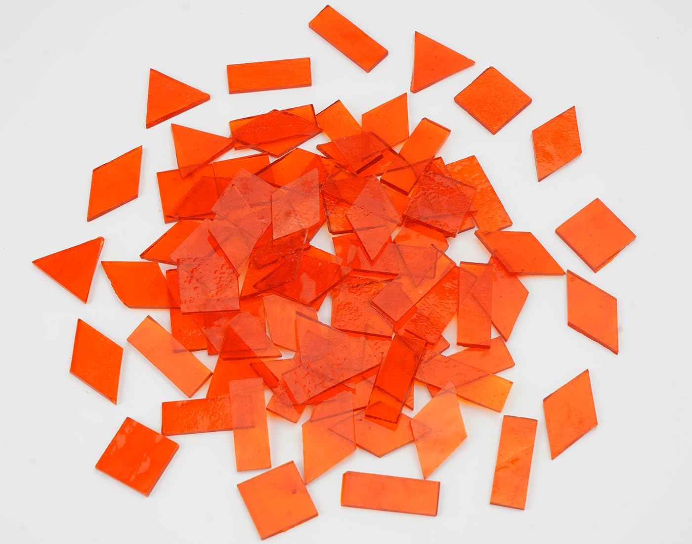 Textured Stained Glass Pieces, 200G Vibrant 4 Shapes Mosaic Tiles for DIY Crafts, Mosaic Making Kit, Red Orange