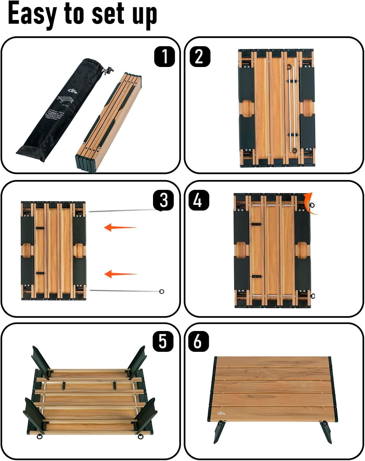 iClimb Ultralight Compact Mini Beach Picnic Folding Alu. Table with Carry Bag, Two Size (Nature - L)