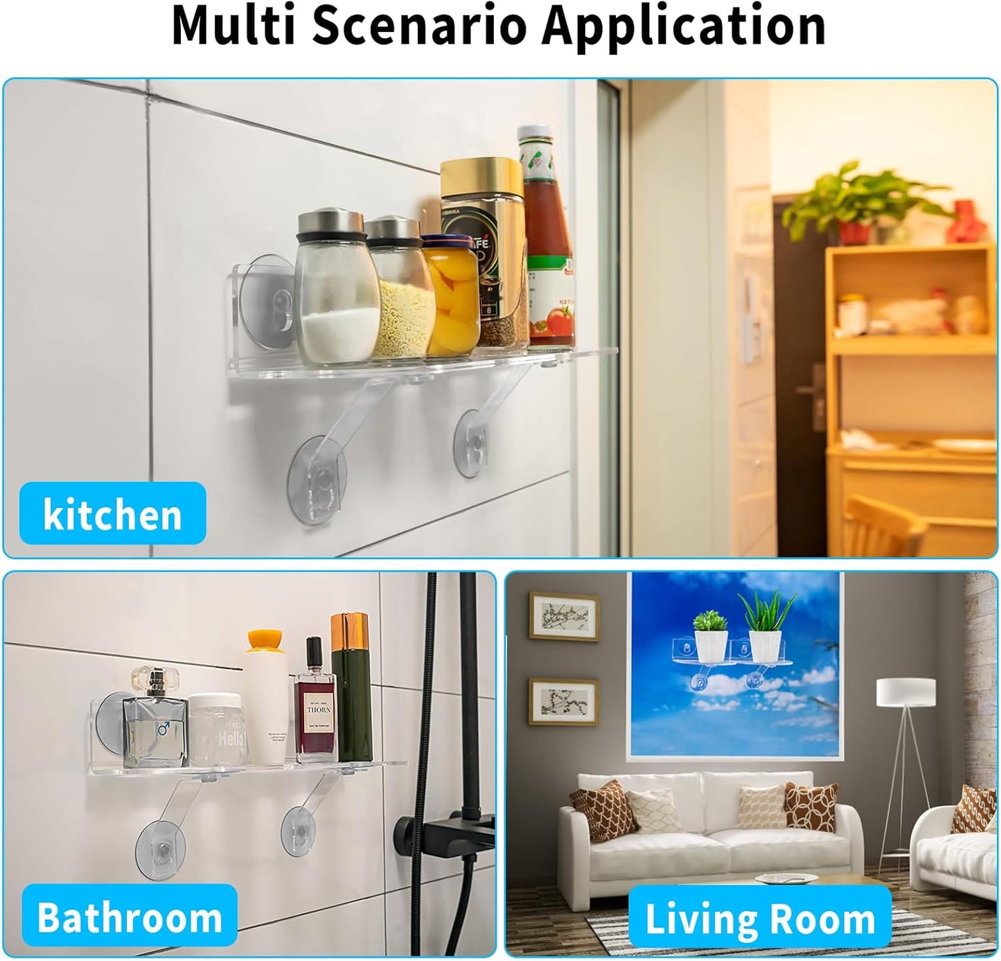 2-Pack Acrylic Window Plant Shelves with Suction Cups & Support Brackets - Rectangle Window Sill Extender for Herb Pots, Succulents, Flower Boxes, Micro Greens | Indoor/Outdoor Use