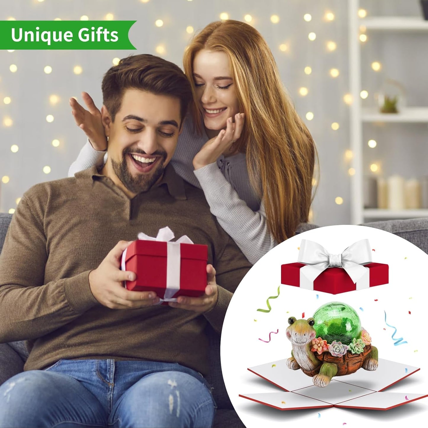 Solar Turtle Garden Statue Lights for Outdoor Decor with Cracked Glass LED Figurine Lighting Resin Succulent Tortoise Decorations Patio Lawn Yard Housewarming Mom Gifts