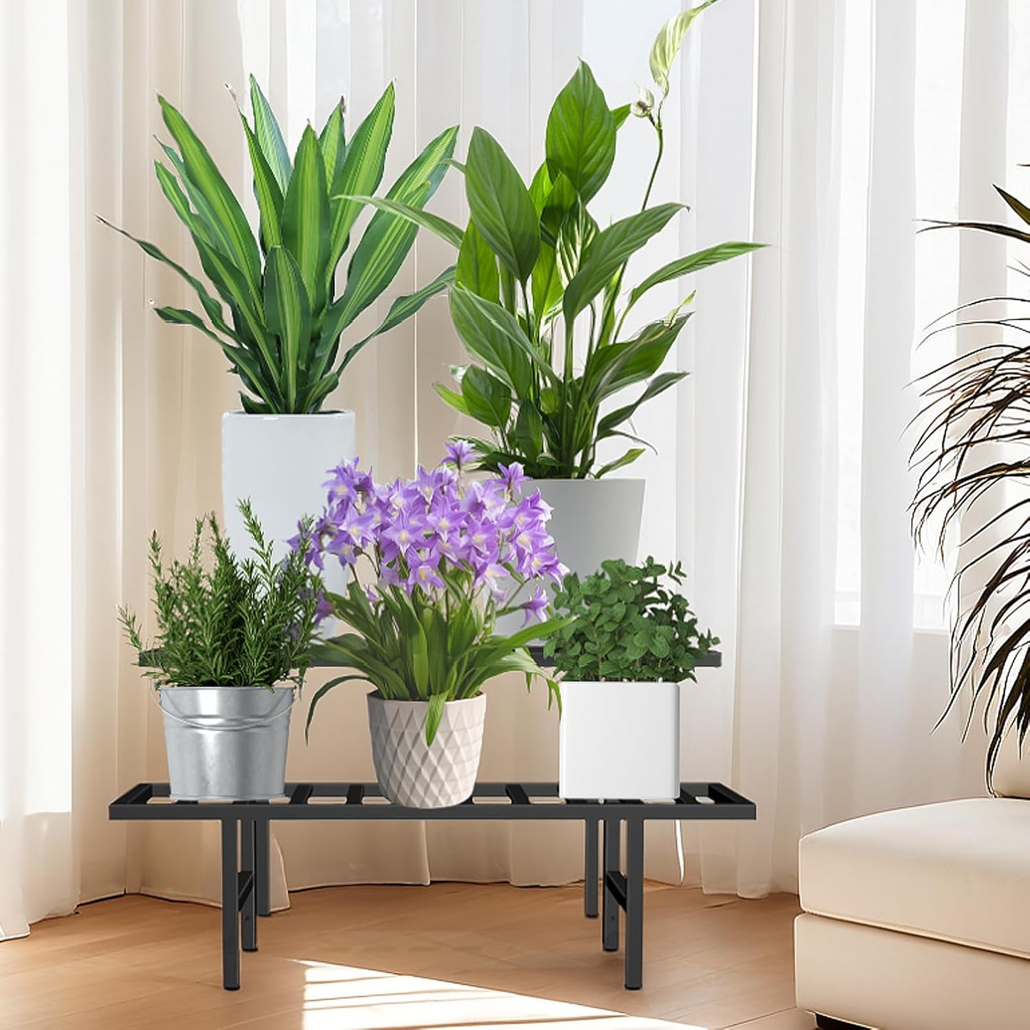 Plant Stand Indoor Outdoor, Heavy Duty Iron Pedestal Stands Metal Plant Stand for Indoor Outdoor, 2-Tier Sturdy Flower Stand Display Plant Shelf