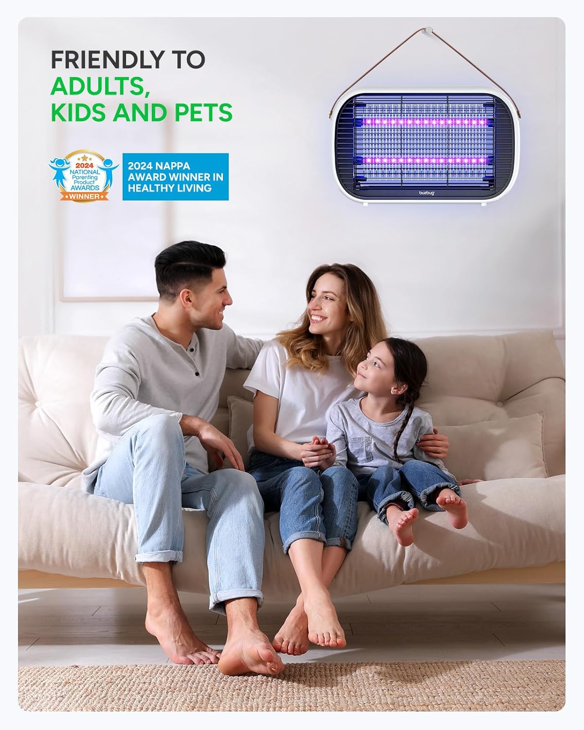 Buzbug LED Bug Zapper Indoor, 10 Years Lifespan Lamp Sustainable Less Power, Durable High-Voltage Electric Mosquito Zapper, Fly Trap Mosquito Trap, Fly Killer -MA015B