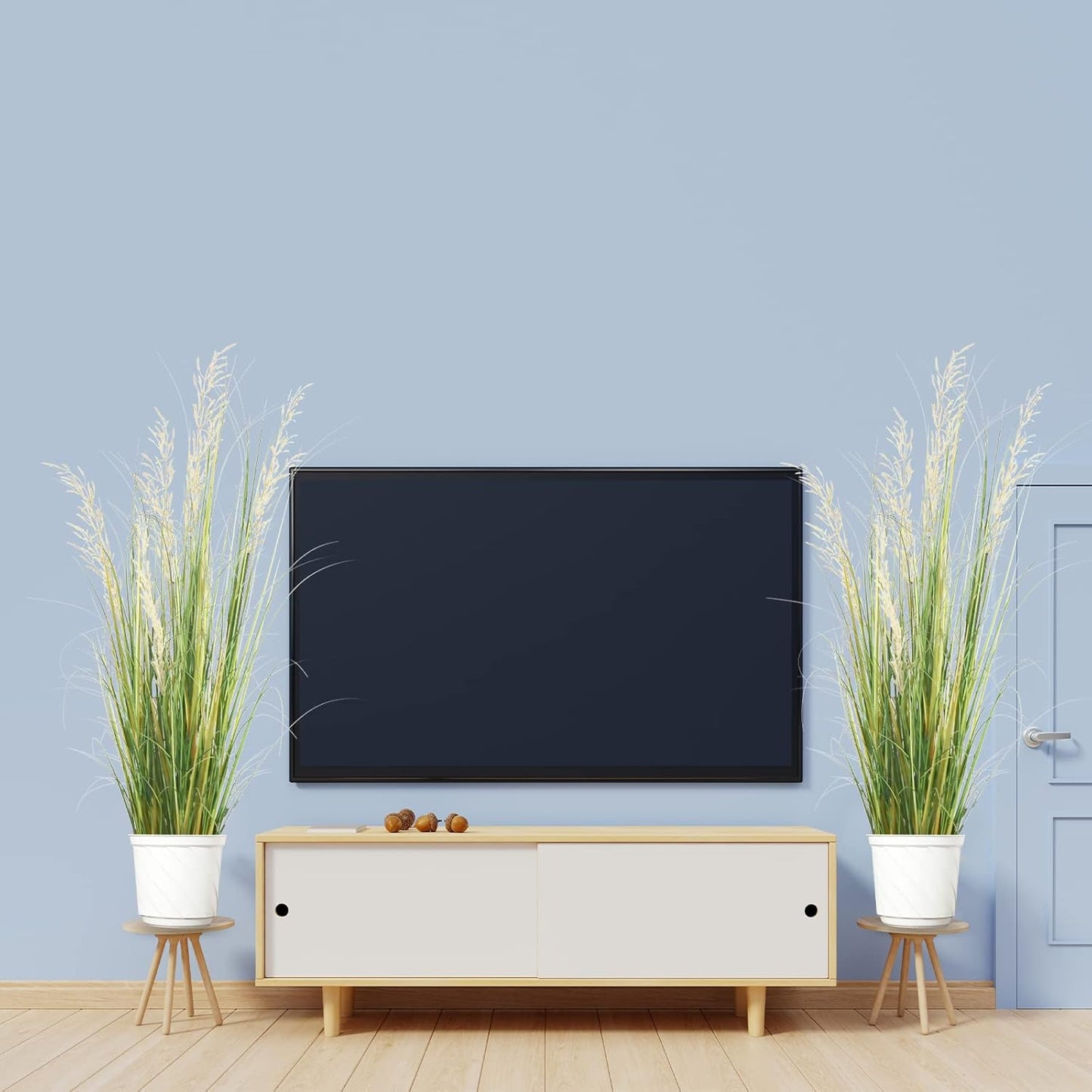 Artificial Plant, 47in Tall, 2pk Grass, Faux House Plant in Pot, Indoor Decorative Flowers & Plants, Housewarming Gift