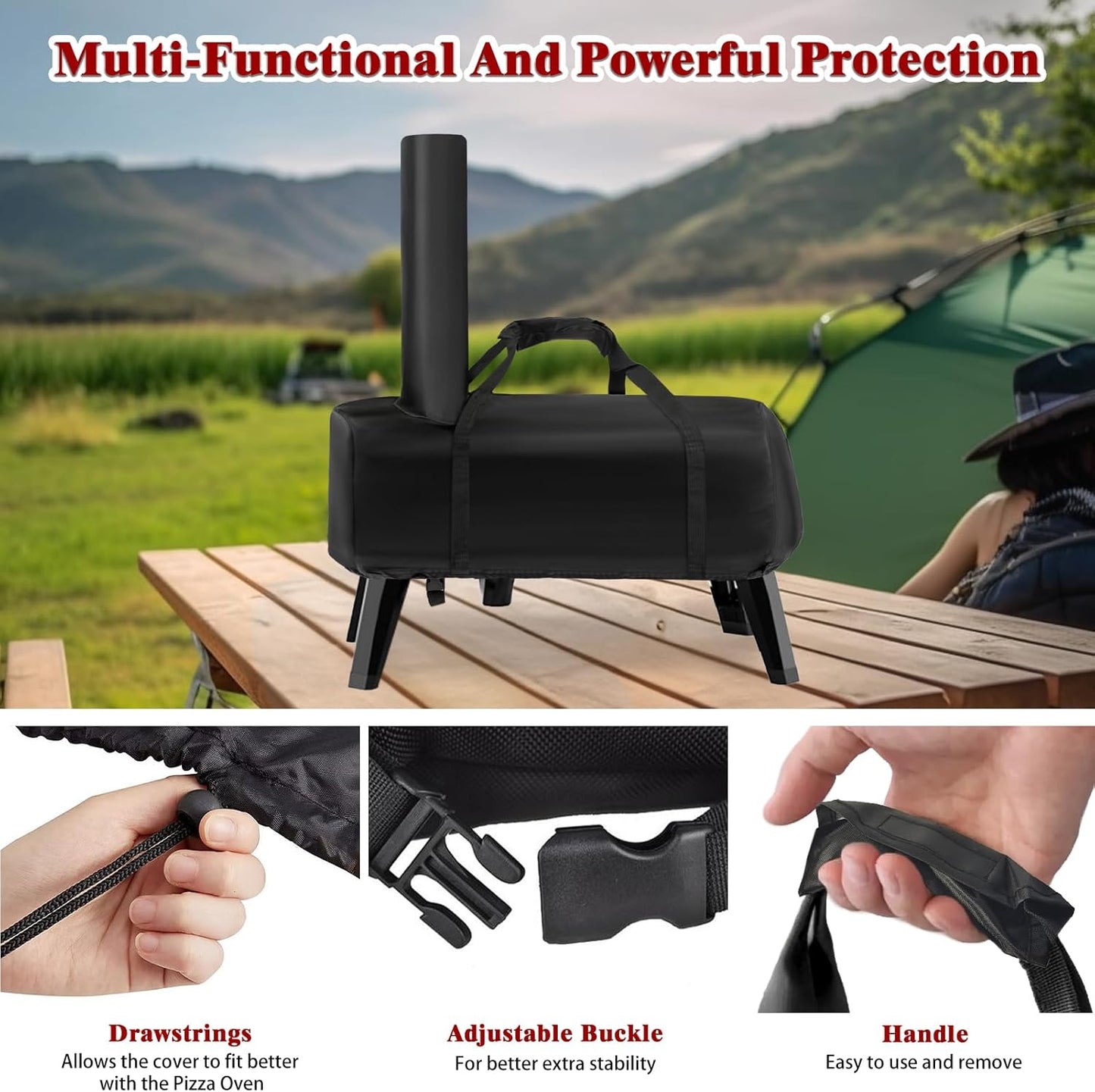 Pizza Oven Cover for Aidpiza Wood Pellet Pizza Oven,Outdoor Heavy Duty Portable Carry Waterproof Gas Pizza Grill Cover and Weather Resistant Oxford Fabric Cover(Black