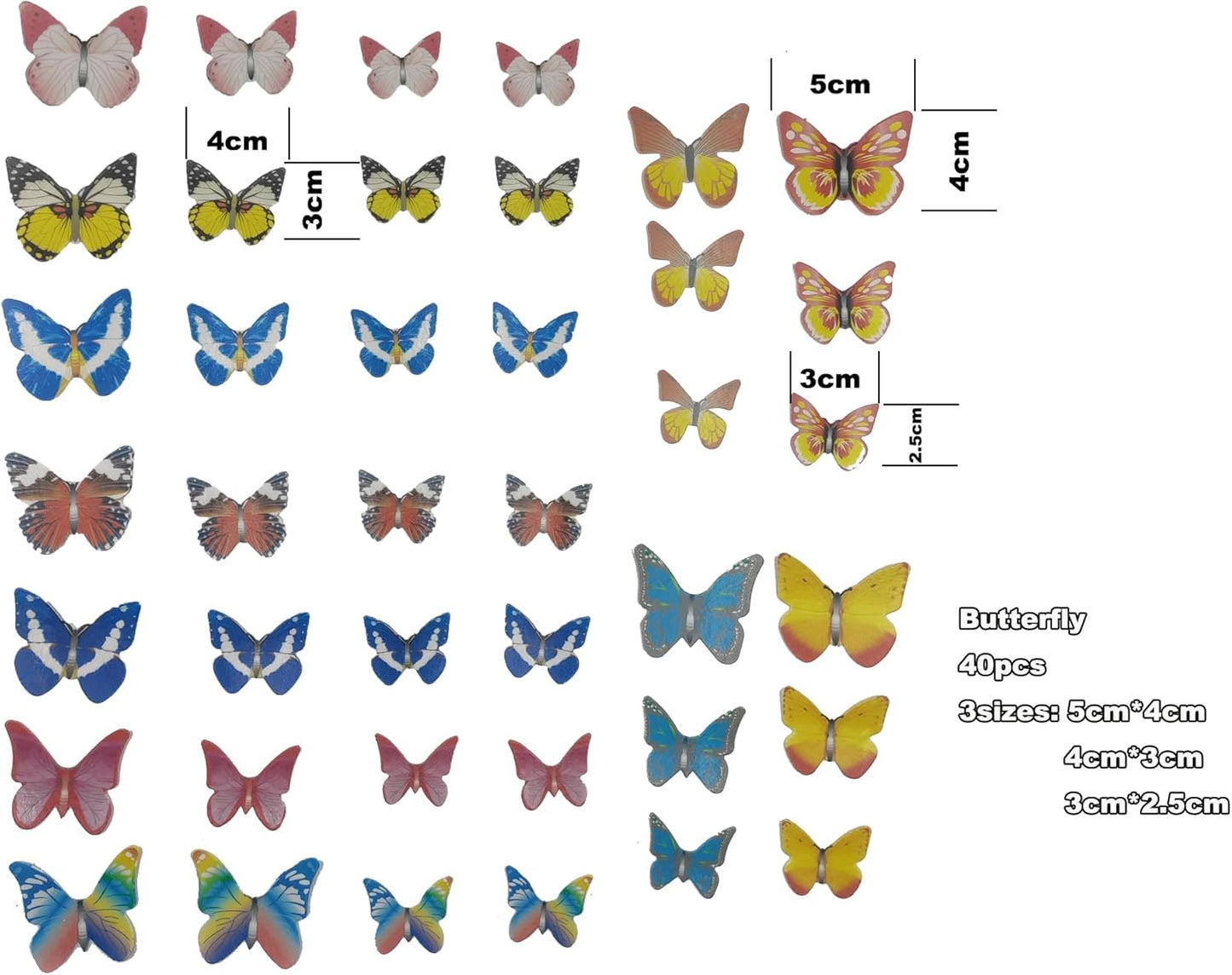 90pcs Edible Butterfly, Flowers and Turtle Back Leaves Cake Topper Cupcake Toppers Wedding Themed Party Birthday Cake Decoration Mixed Size & Colour(Tasteless)