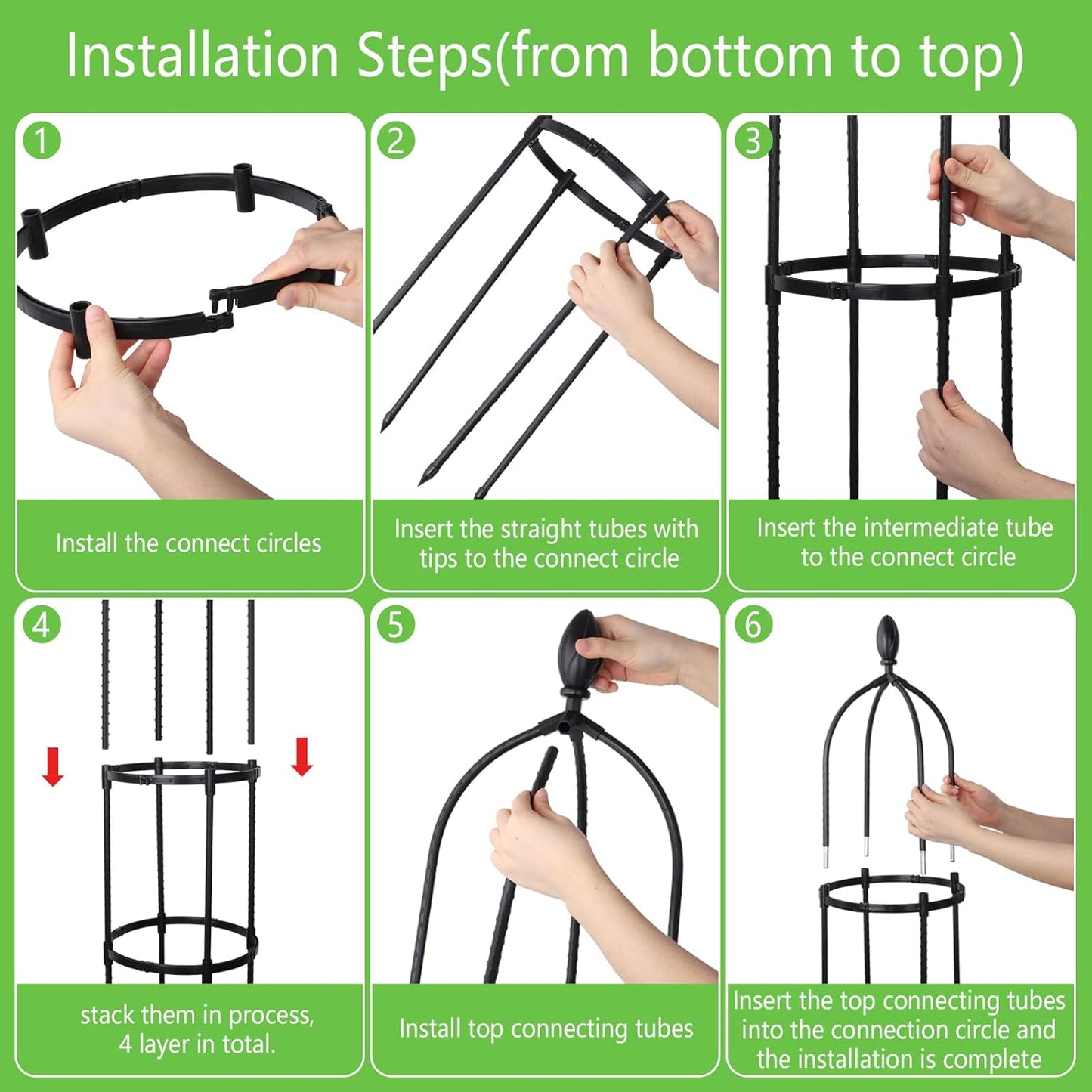 2 Pack 6Ft Tall Garden Obelisk Trellis for Climbing Plants Outdoor, Rustproof Plant Trellis Garden Tower Trellis for Potted Plant Climbing, Flowers Vegetable Cucumber Trellis