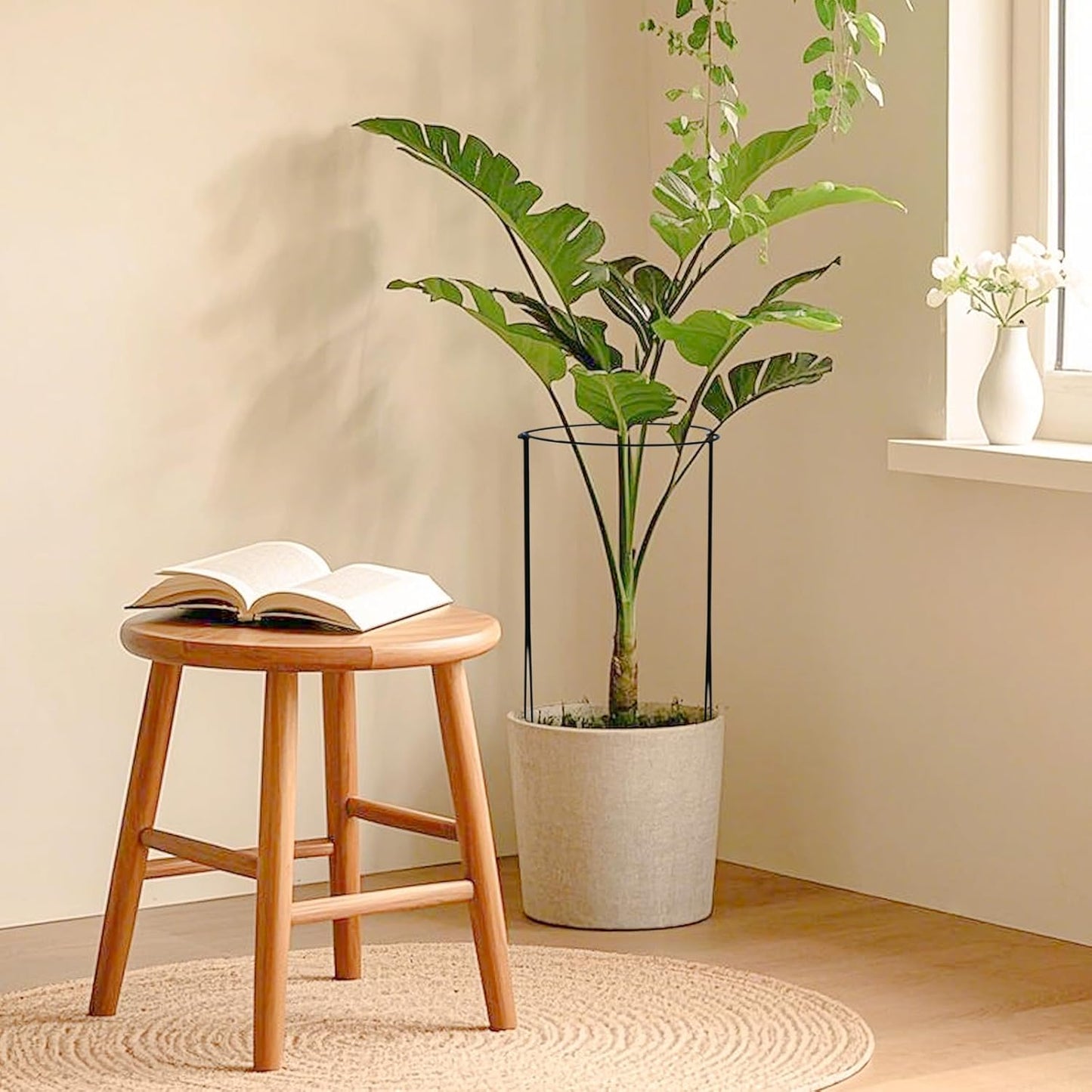 16 Pack 24 inch Plant Support Stakes, Half Round Peony Cage and Support, Adjustable Plant Support Stand with Clips & Twist Tie Garden Stakes for Indoor Outdoor, Heavy Duty Plant Support Ring