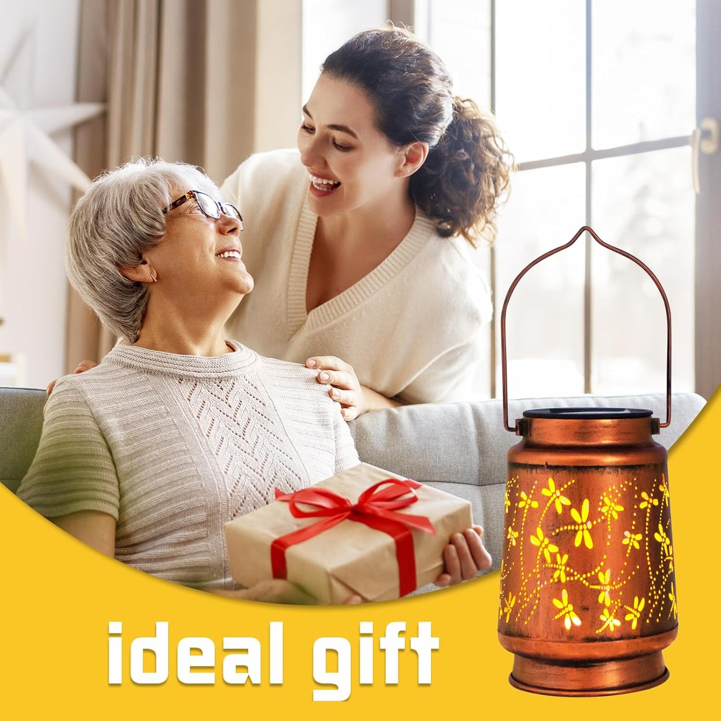 4 Pack Dragonfly Birthday Gifts for Women Mom Grandma Solar Lanterns Outdoor Waterproof Garden Decor Metal Hanging LED Decorative Light for Patio Yard Lawn Backyard Front Porch Gardening Gifts