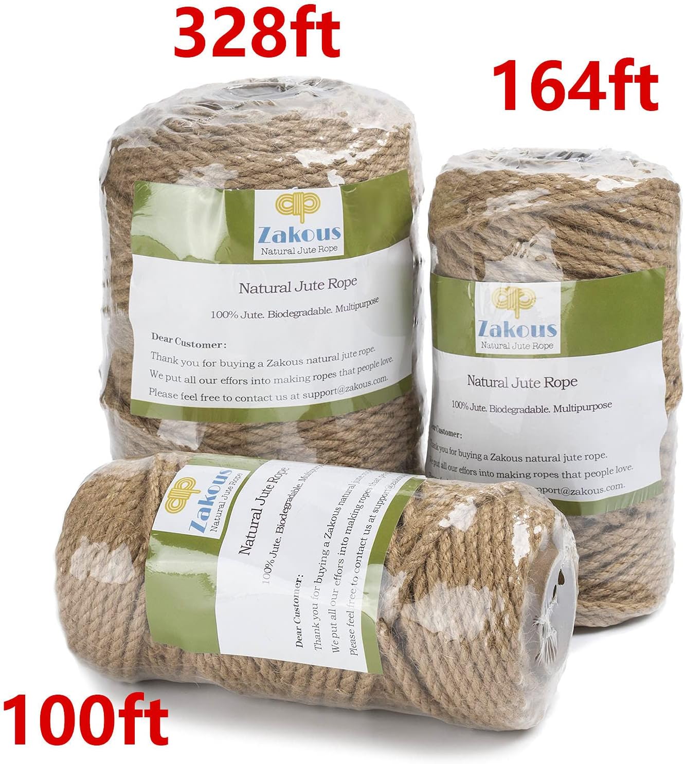 100 Feet 5mm Jute Twine, Heavy Duty Jute Rope, Natural Hemp Rope for DIY Arts Crafts, Gardening, Bundling,Home Decorating, Cat Scratching Post