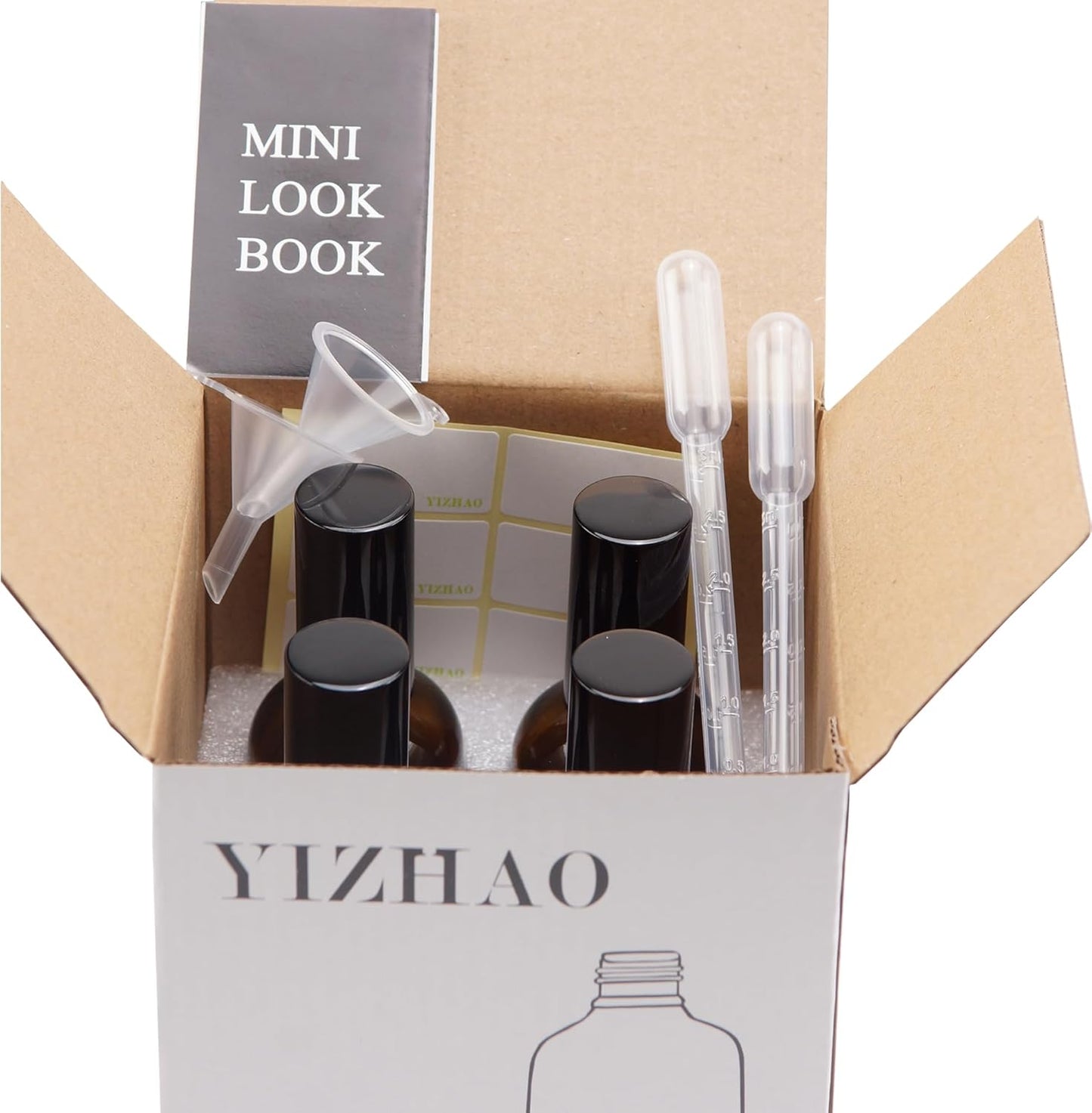 YIZHAO Amber Glass Spray Bottles 4oz, with Small Fine Mist Spray, Metal Cap, Refillable for Essential Oil,Travel,Cleaning,Perfume,Aromatherapy,Makeup – 4 Pcs