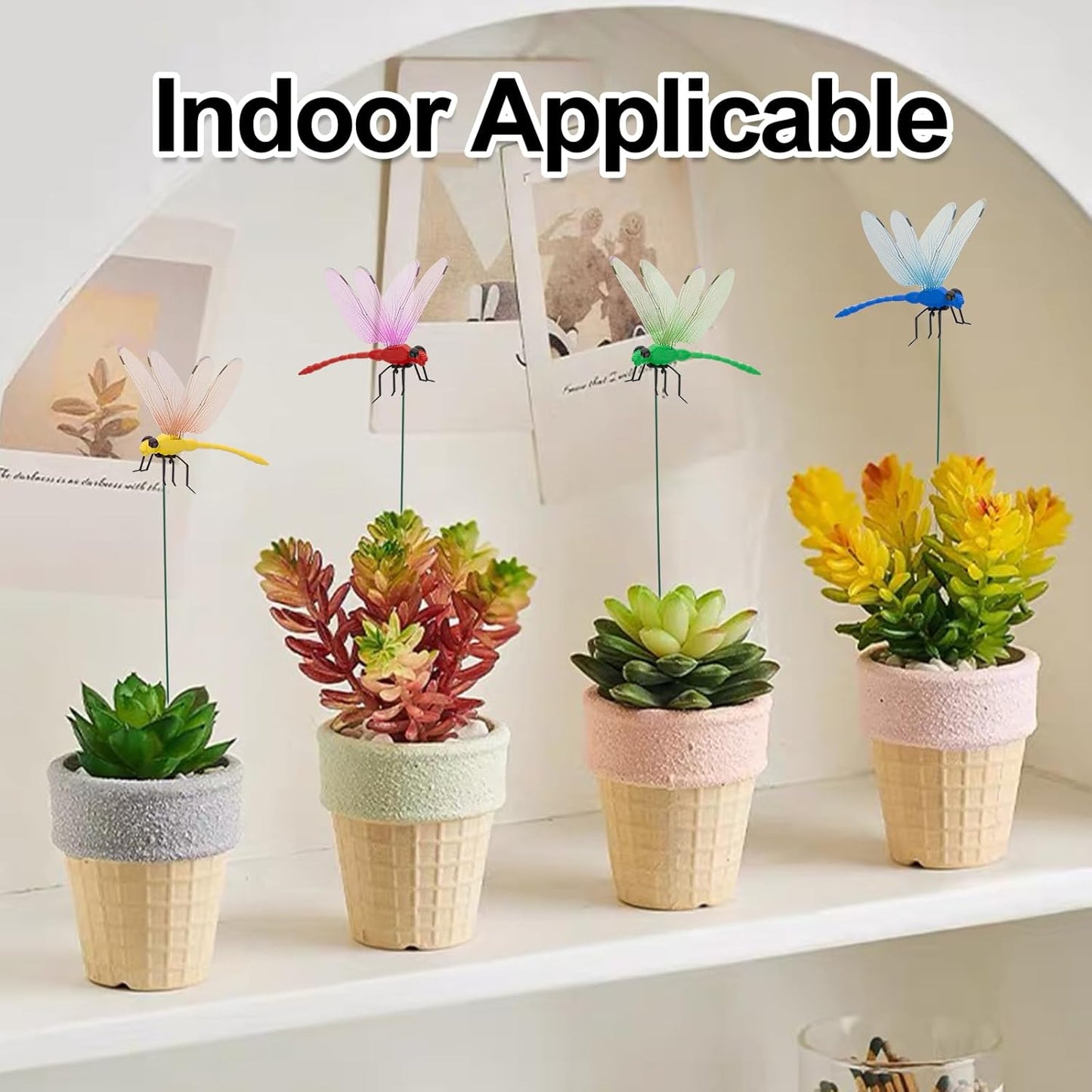 8PCS Outdoor Decoration Dragonfly Clip, 3D Realistic Fake Dragonflies for Garden, Hat, Patio, Stakes, and Home Decoration, Waterproof Clip on Dragonfly