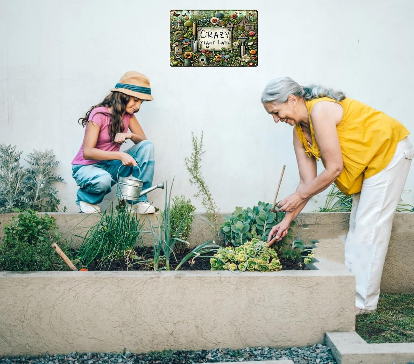 Bestylez Garden Gifts Vintage Gardening Signs Crazy Plant Lady Tin Sign for Home Garden Greenhouse Living Room Bedroom Yard Outdoor Decor 8X12 Inch (3359)