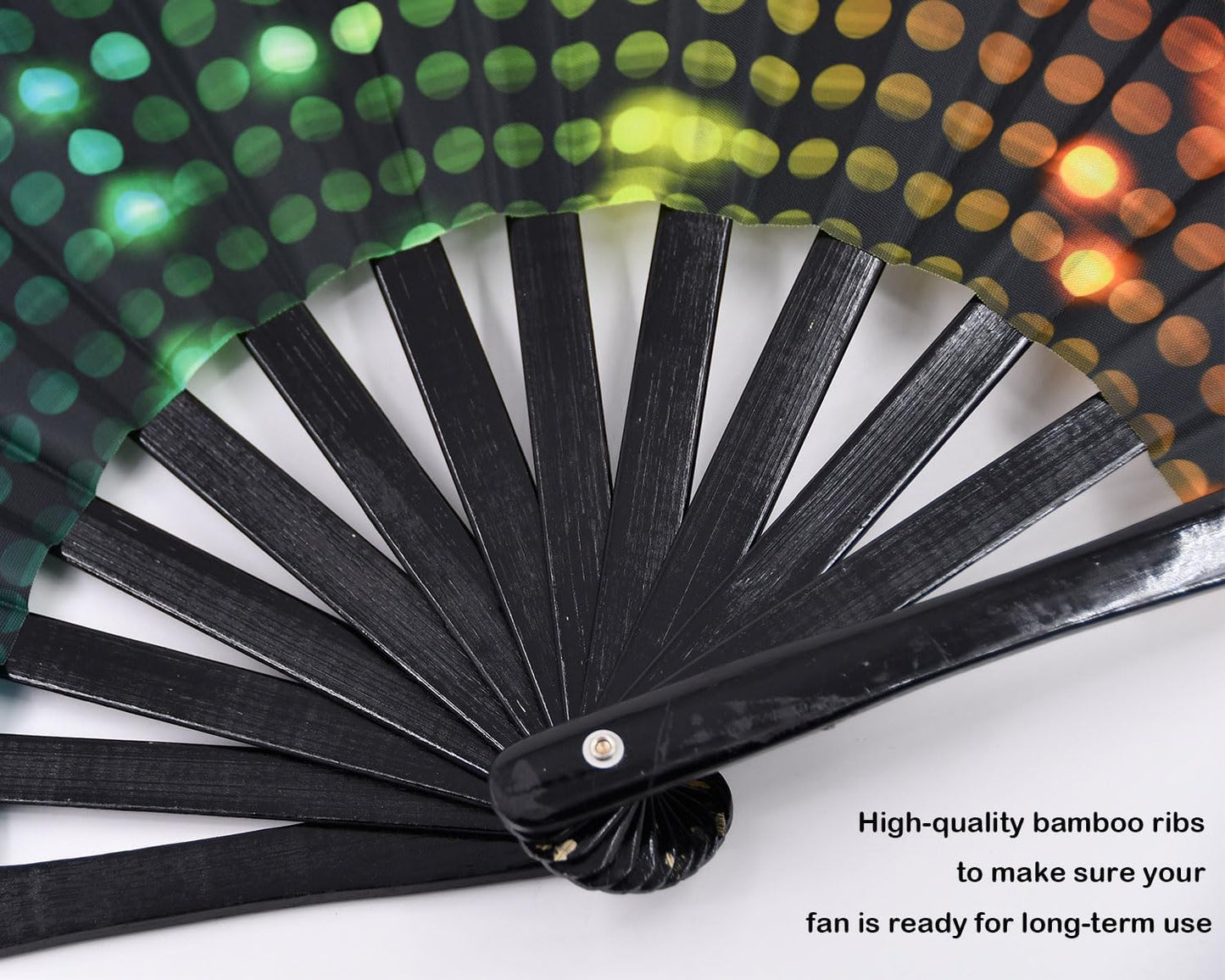Large Rave Folding Hand Fan Popping Fan for Line Dancing, Big Foldable Clacking Fans Clap Fans for Boots On The Ground Dance Festival, Dancing, Performance (DJ Lighting)