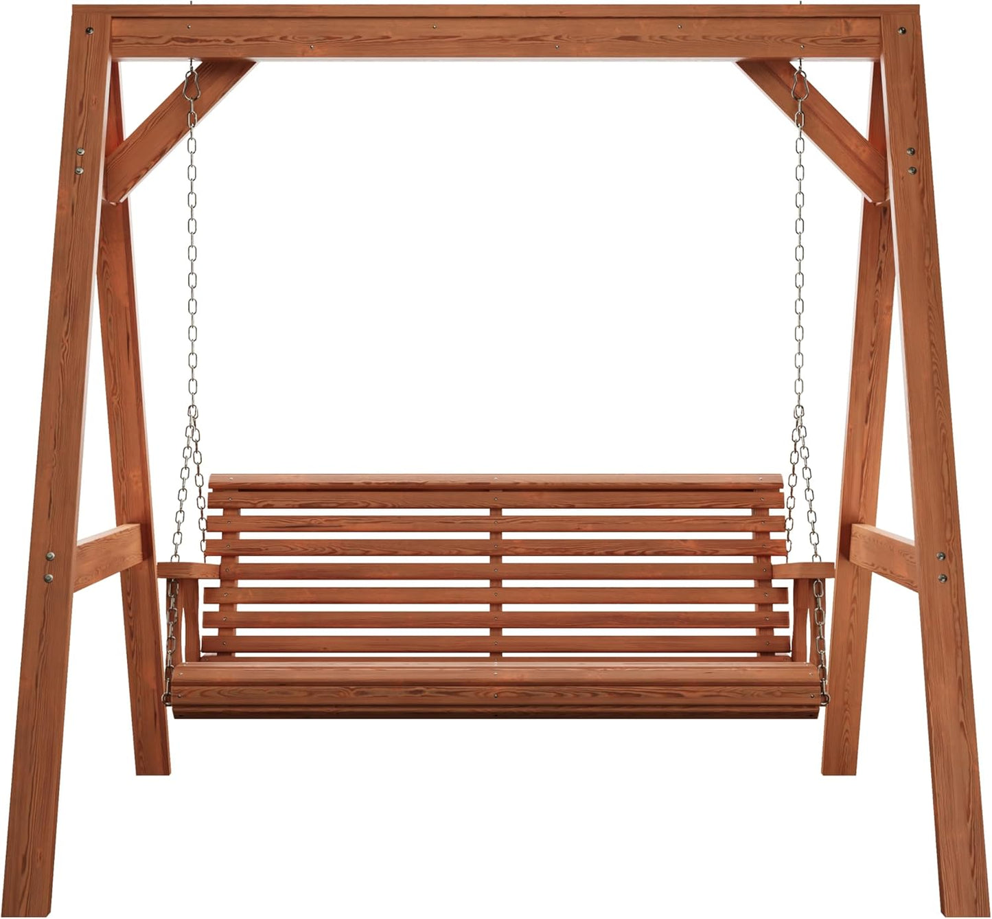 Amish Casual 6 Foot Roll Back Swing with A-Frame Stand in Cedar - Freestanding Wood Porch Swing for Patio, Yard or Garden